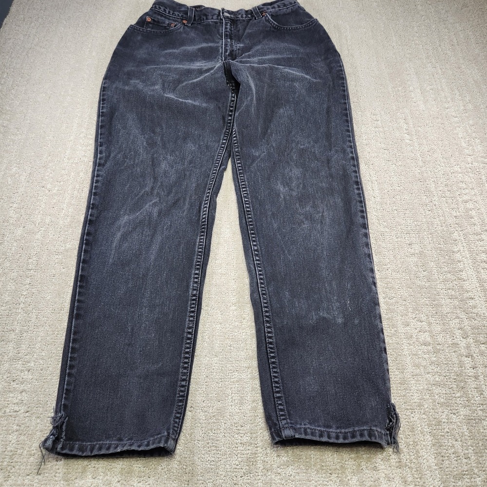Vintage Levis 550 Jeans Women 12 Black Denim USA Made Relaxed Tapered Fit 28x30